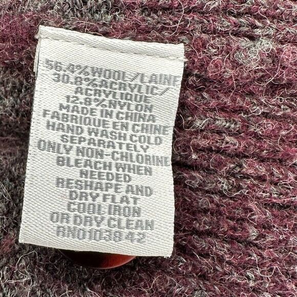 Toscano Firenze Mens Large Burgundy Sweater Wool Blend Henley Button Neck Marble - Picture 10 of 11